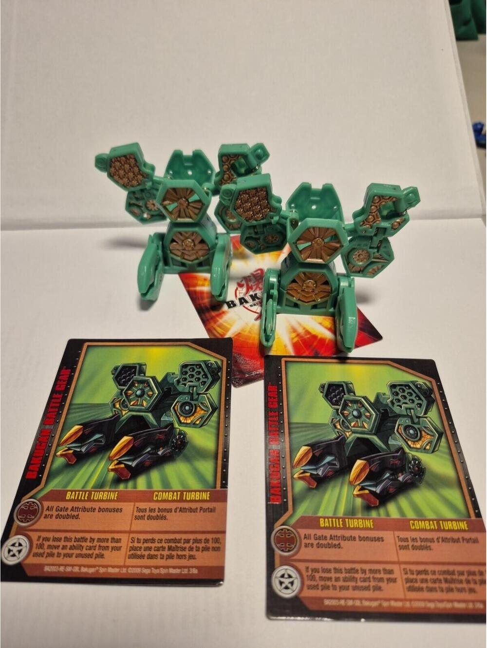 (X2) Bakugan Gundalian Invaders Copper Green Battle Gear Turbine 70G w/ Cards